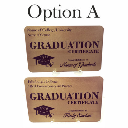 Personalised Graduation Congratulations Certificate Acrylic Plaque