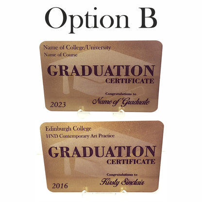 Personalised Graduation Congratulations Certificate Acrylic Plaque