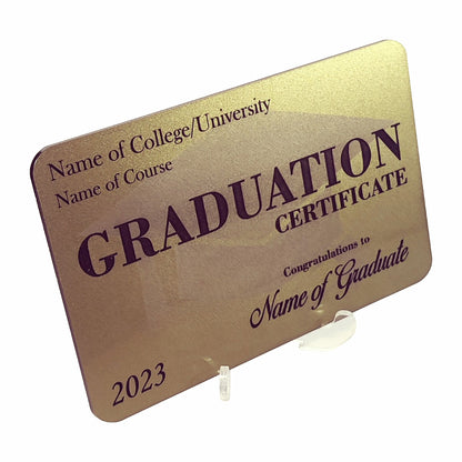 Personalised Graduation Congratulations Certificate Acrylic Plaque