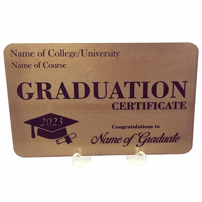 Personalised Graduation Congratulations Certificate Acrylic Plaque