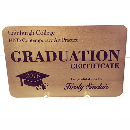 Personalised Graduation Congratulations Certificate Acrylic Plaque