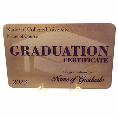 Personalised Graduation Congratulations Certificate Acrylic Plaque